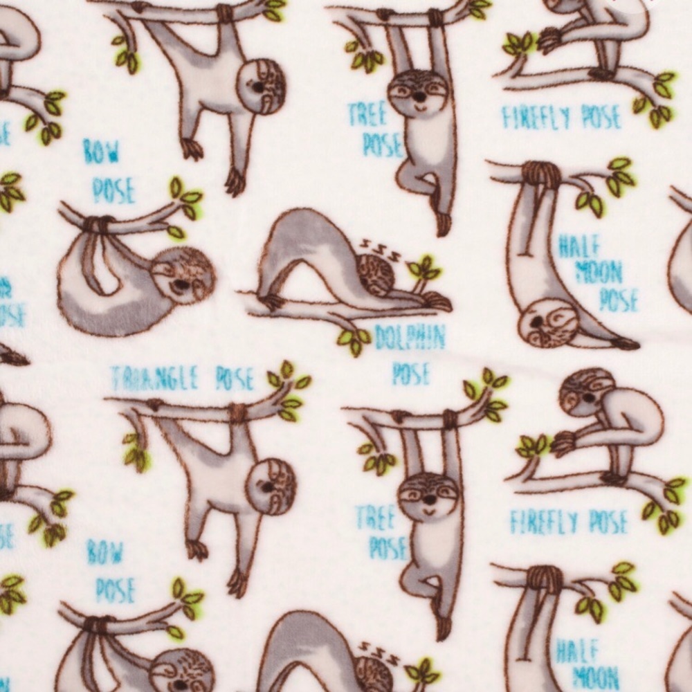 Isaac Mizrahi Yoga Yogi Sloths Plush Throw Blanket - Picture 3 of 9